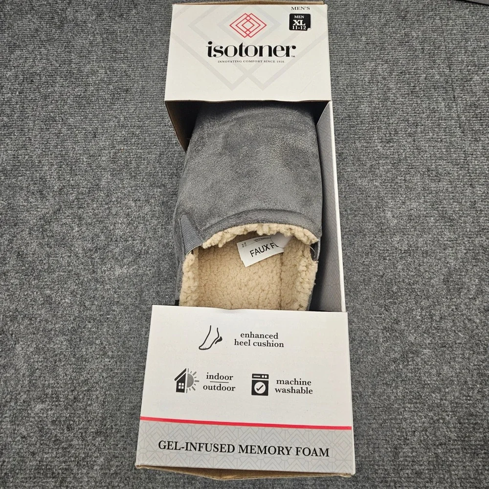 Isotoner Slipper Clogs Men‎ Gel-Infused Memory Foam Indoor Outdoor Gray XL 11-12
